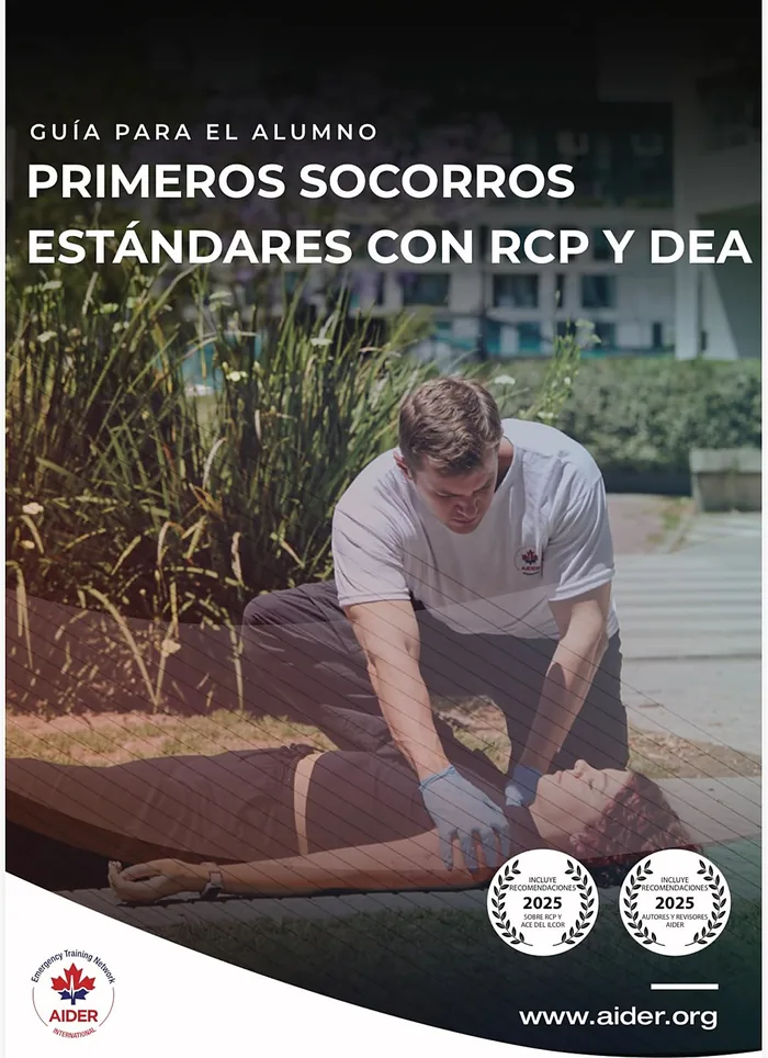 Tapa del Manual del Alumno AIDER: Primeros Socorros Estándares con RCP y DEA